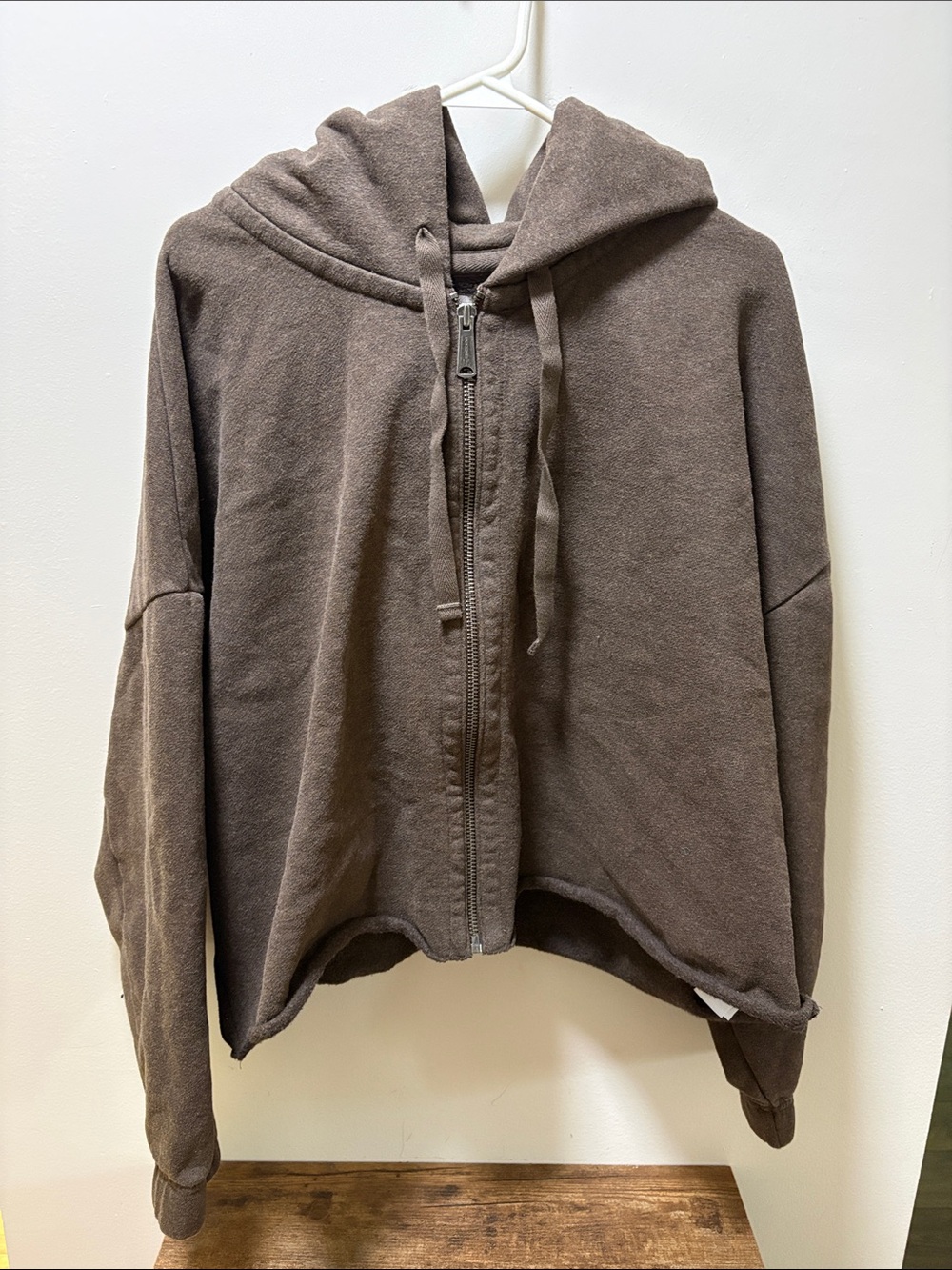 American Eagle Brown Zip-Up Cropped Hoodie